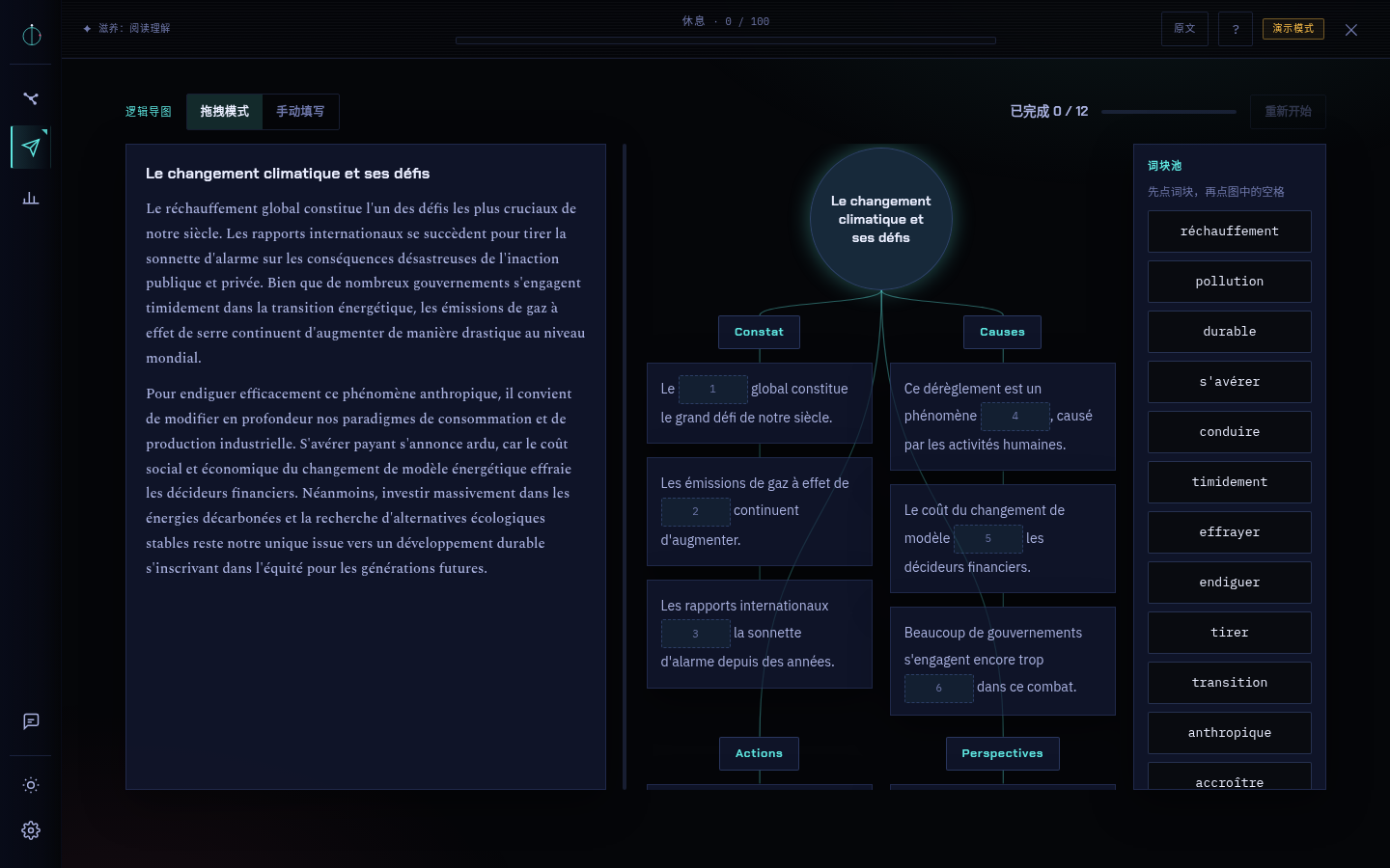 Carte logique, mode glisser